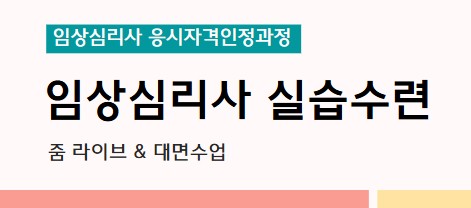 [줌 라이브 & 대면수업] 임상심리사 실습수련 6기